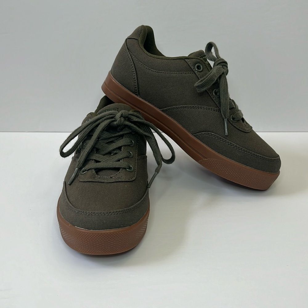 Original Penguin Olive Green Canvas Sneakers with Brown Gum Sole - Kids